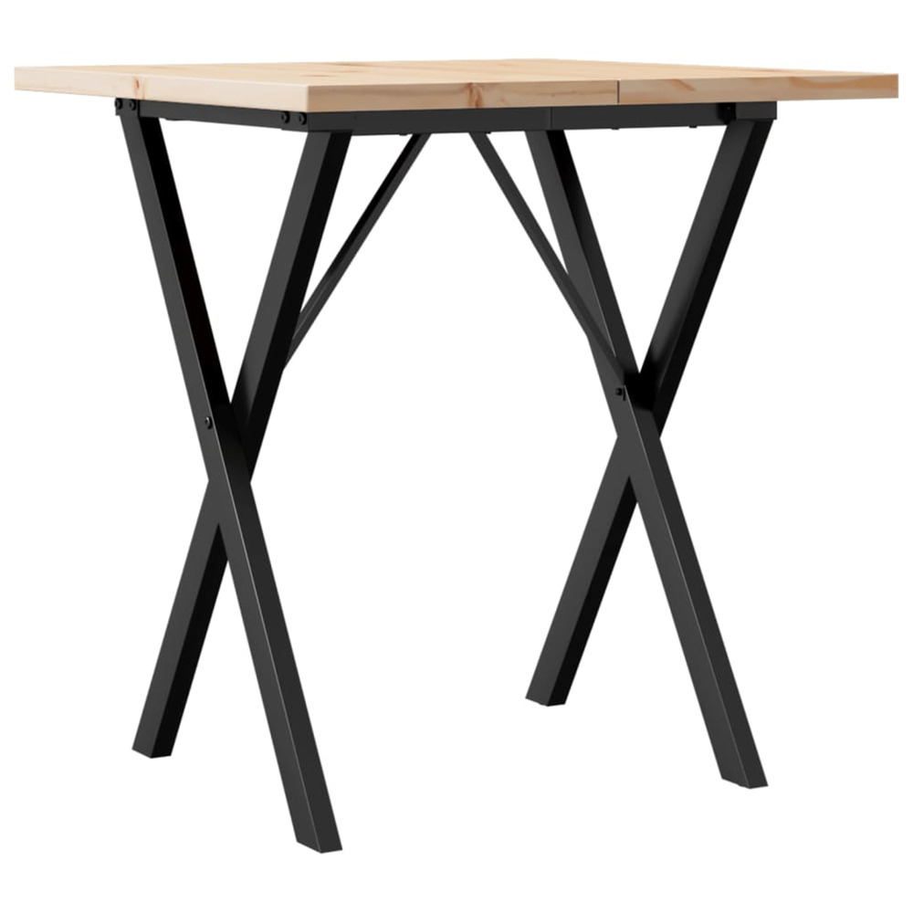 Table à manger cadre en x 70x70x75,5cm bois de pin massif acier