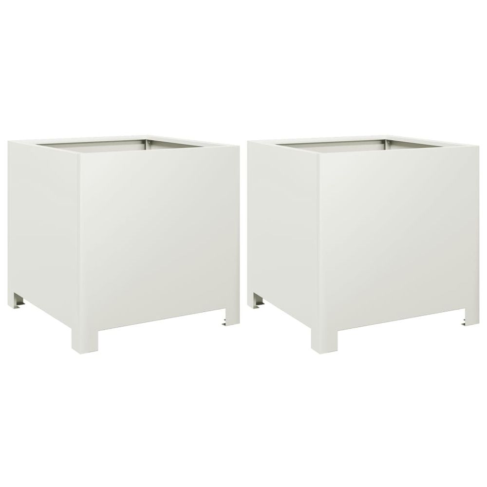 Jardinières 2 pcs blanc 40x40x40 cm acier