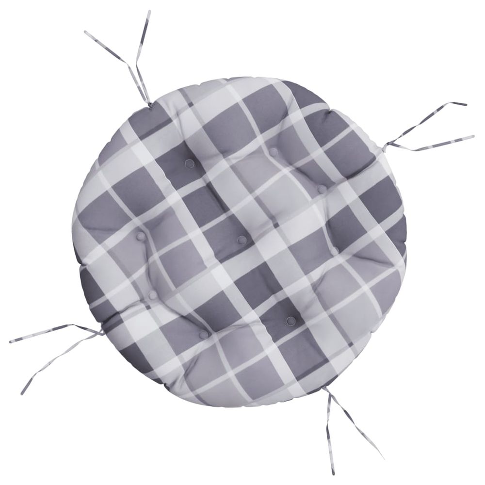 Coussin rond motif à carreaux gris ø 60 x11 cm tissu oxford