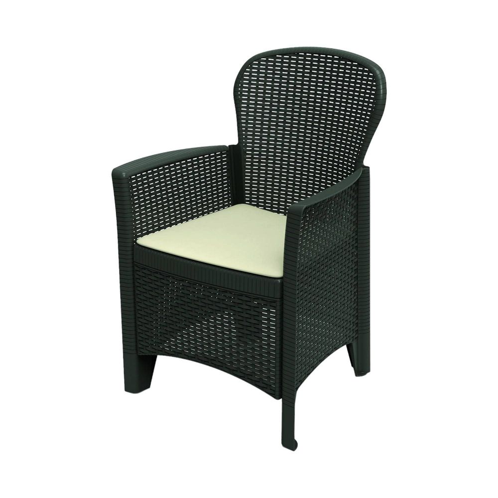 Chaise d'extérieur amilton, siège de jardin, fauteuil d'extérieur effet rotin, 100% made in italy, 59x57h85 cm, anthracite