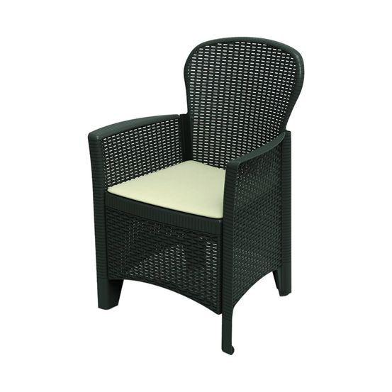 Chaise d'extérieur amilton, siège de jardin, fauteuil d'extérieur effet rotin, 100% made in italy, 59x57h85 cm, anthracite
