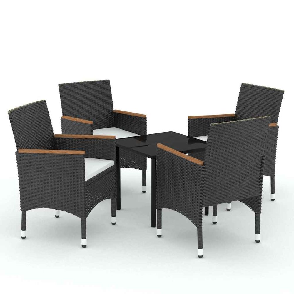 Ensemble à manger de jardin avec coussins 5 pcs noir