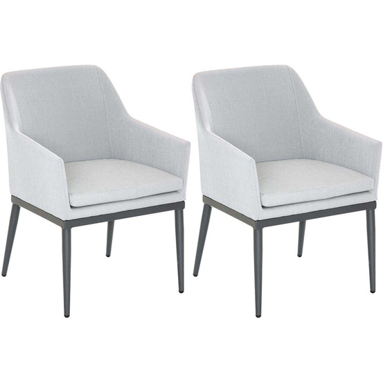 Fauteuil de jardin en aluminium et textilène (lot de 2) anthracite et gris perle