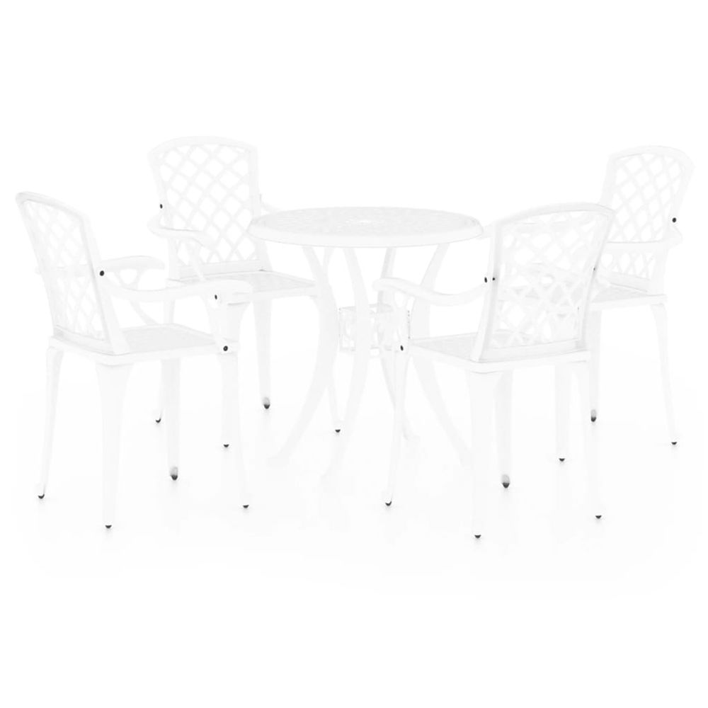 Ensemble de bistro 5 pcs aluminium coulé blanc