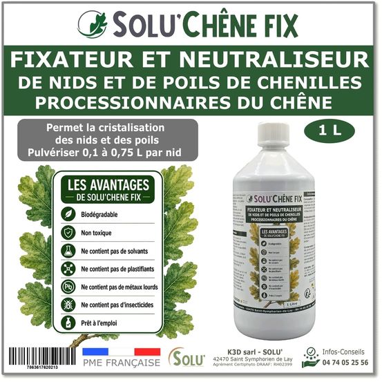 Solu'chêne fix - Traitement biologique contre les nids de chenilles processionnaires du chêne - bidon de 1L