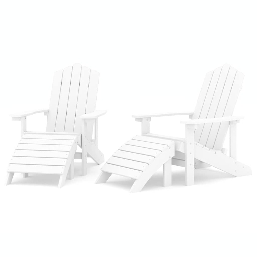 Chaises de jardin adirondack lot de 2 repose-pieds pehd blanc