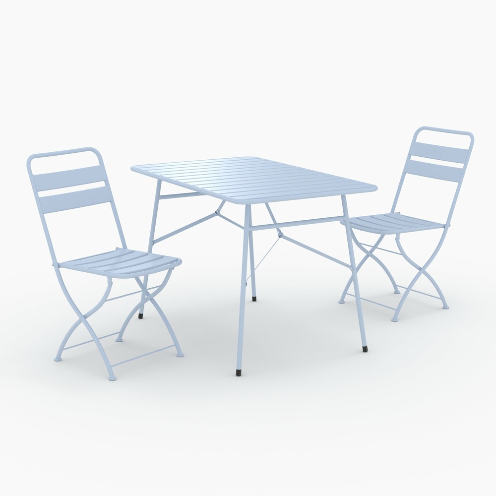 Yumi-table et chaises de jardin pliantes 4 personnes en métal bleu