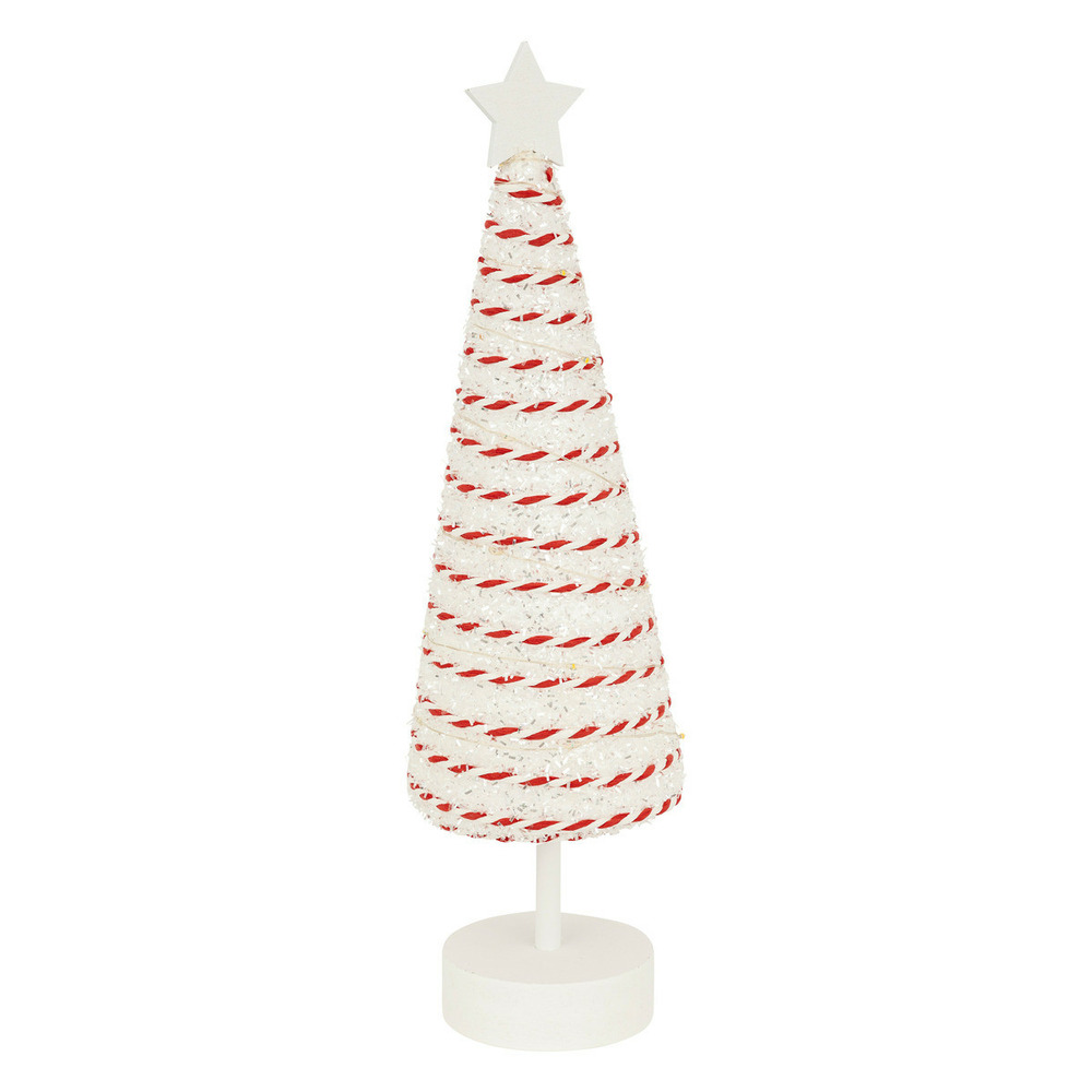Déco de noël lumineuse sapin rouge et blanc 20 led h 38 cm
