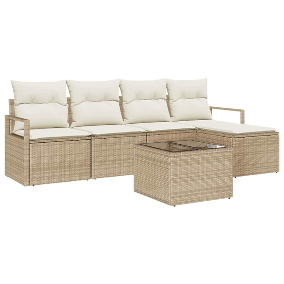 Ensemble de canapé de jardin avec coussin 6 pcs beige et crème