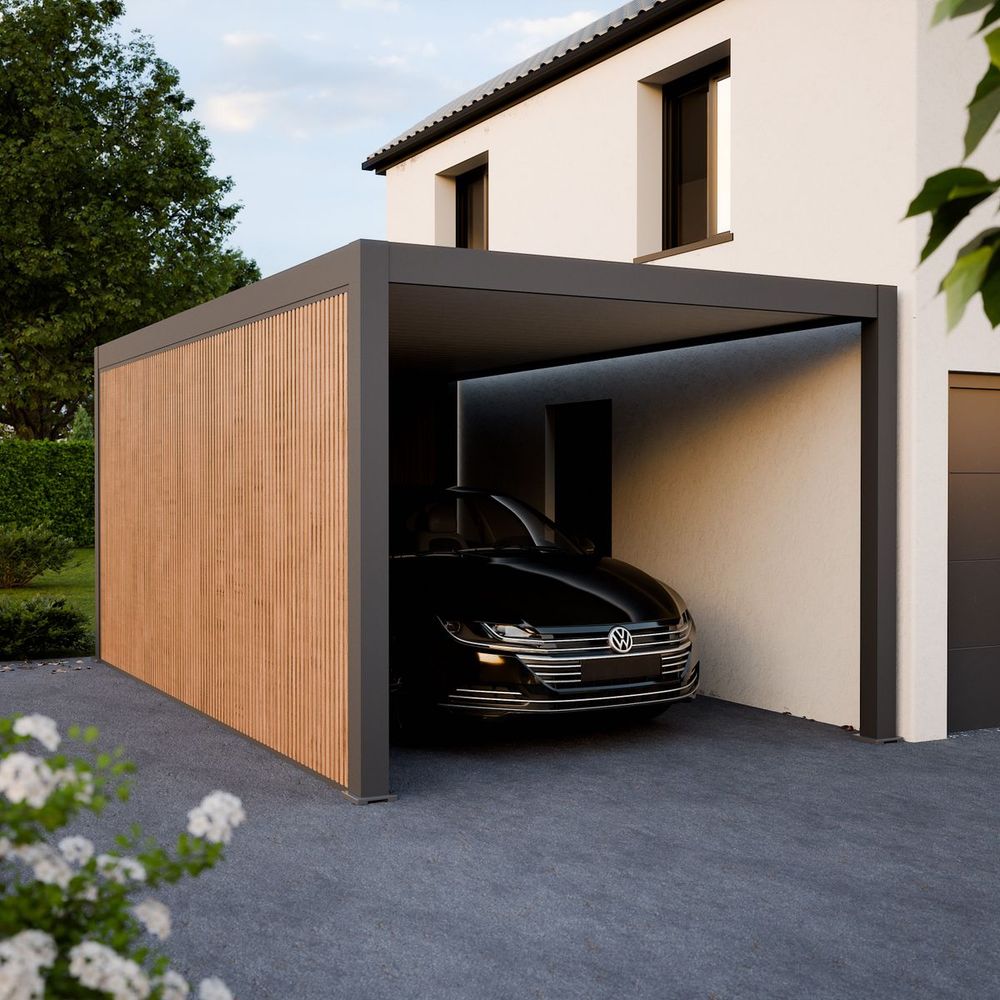 Carport aluminium 330 x 563 cm preston - 20 m2 - hauteur : 255 - 1 voiture - abri voiture autoportant - sans déclaration travaux