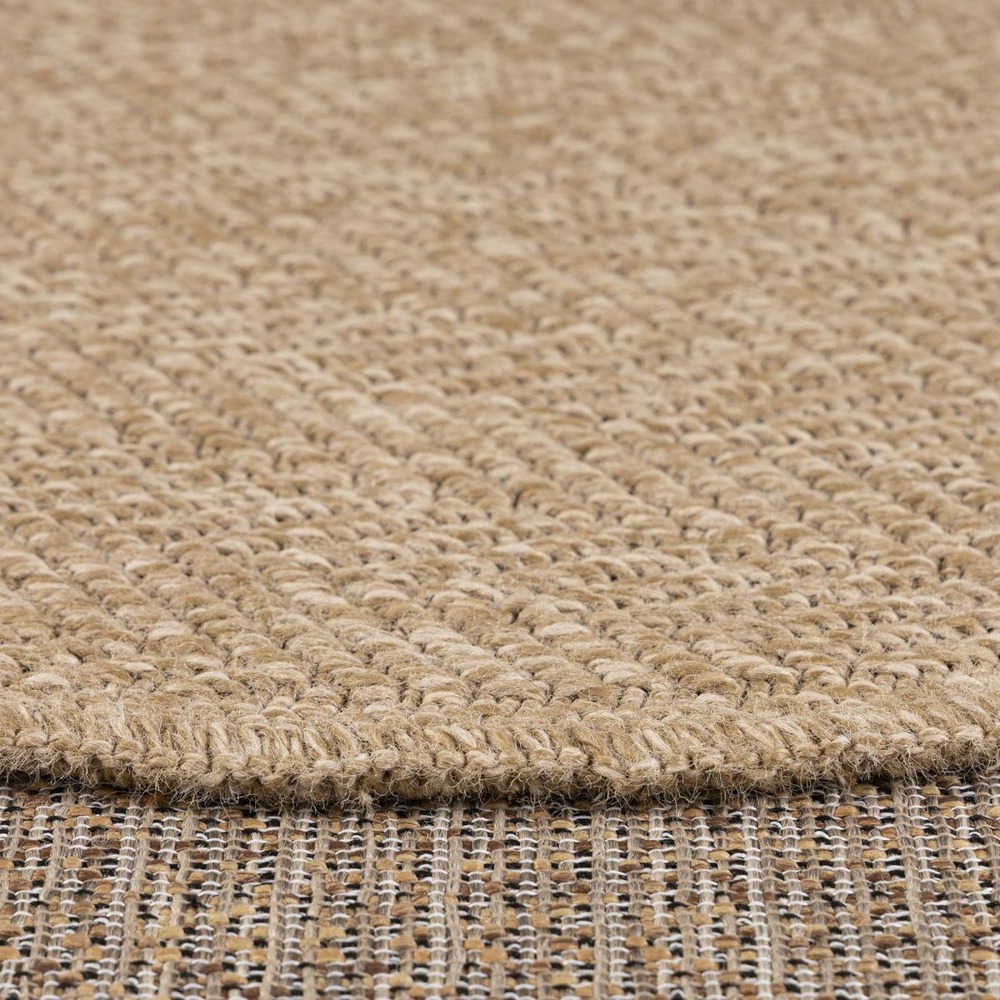 Tapis rond d'extérieur ø160cm tissé kilim beige jute art 4