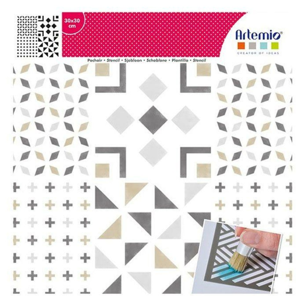 Pochoir 30 x 30 cm - carreaux & croix