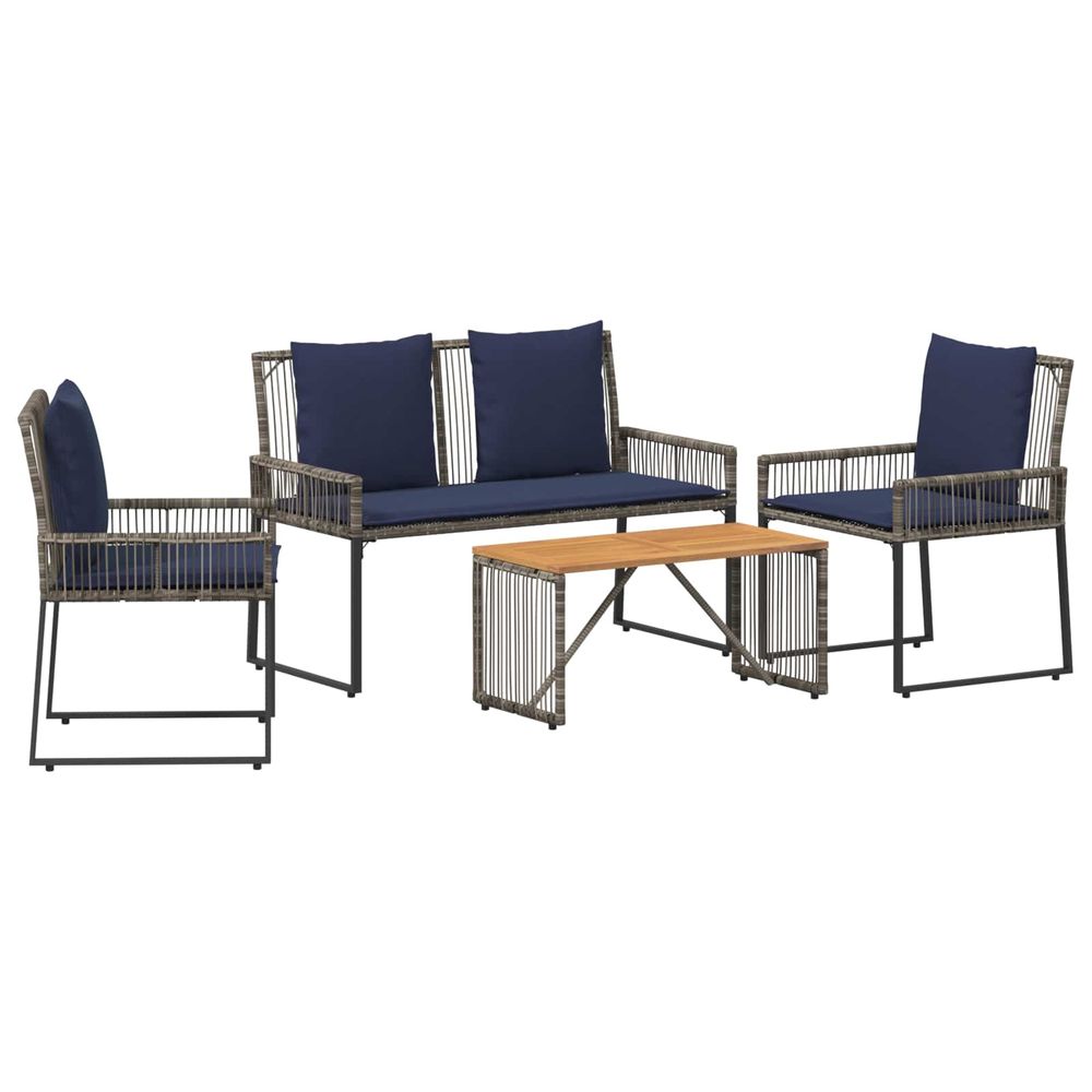 Ensemble de meubles d'extérieur 9 pc gris et bleu marine