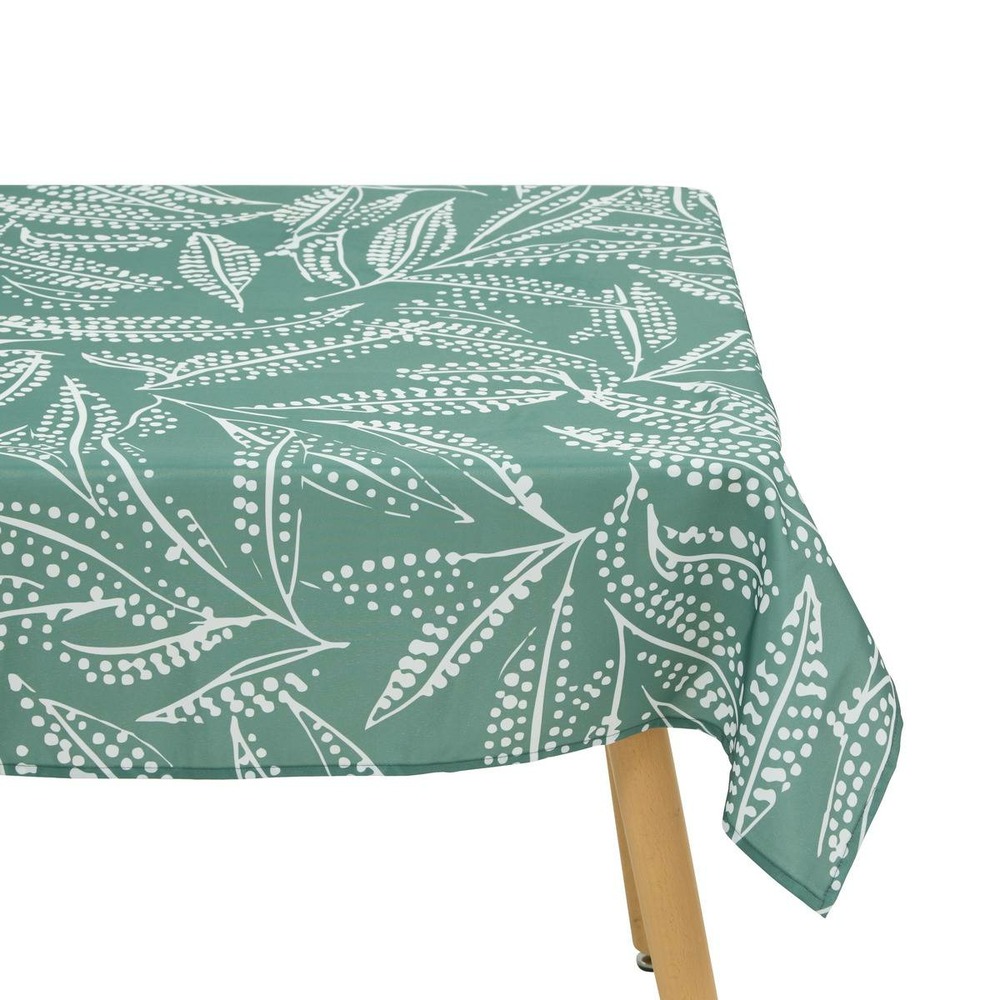 Nappe tropical 240x140cm vert olive imprimé feuilles