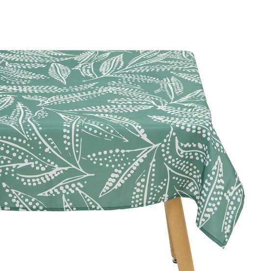 Nappe tropical 240x140cm vert olive imprimé feuilles