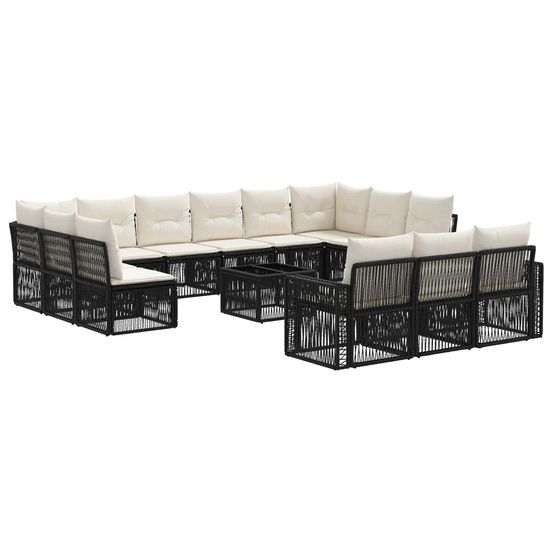 Ensemble de canapé de jardin 14 pc noir et blanc crème