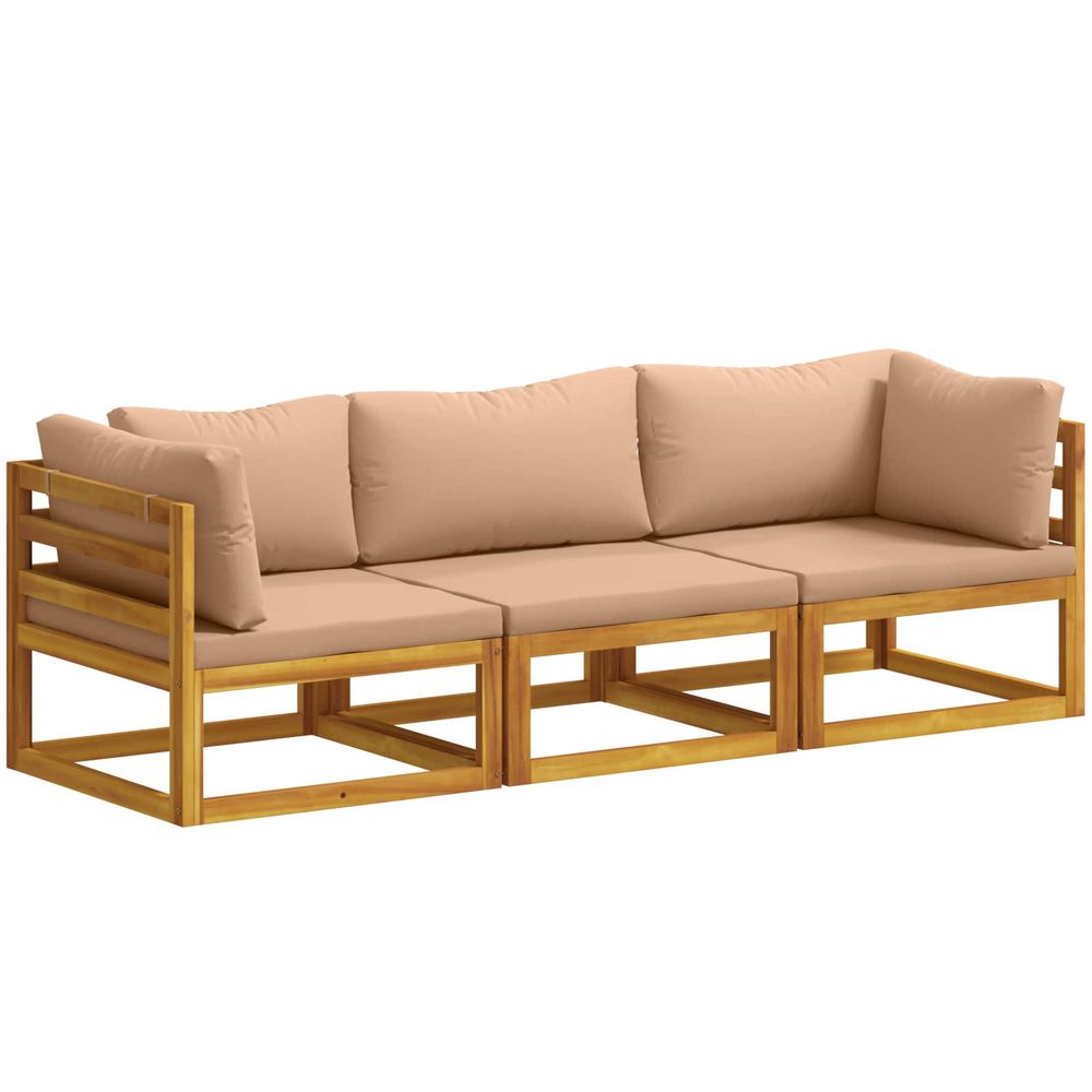 Ensemble de canapés 3 pc naturel bois d'acacia massif