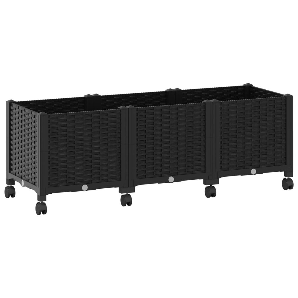 Jardinière d'extérieur avec roues noir 120 x 40 x 44 cm pp