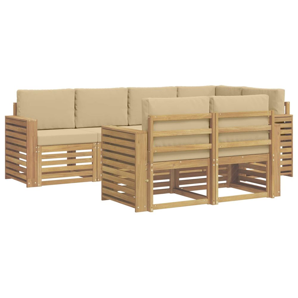 Ensemble de canapés d'extérieur 7 pc blanc et beige polyester