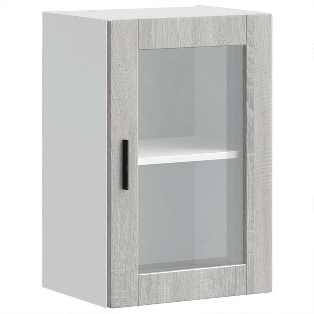 Armoire murale de cuisine avec porte en verre porto sonoma gris