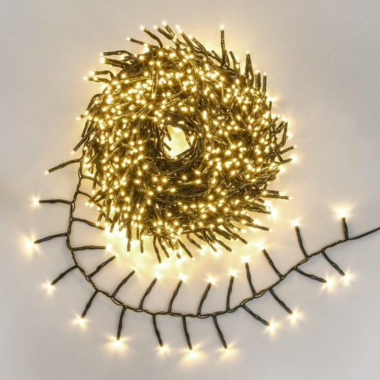 Guirlande mini boa 20m 1000 led blanc chaud 8g lumière fixe+7 modes d'animations ip44