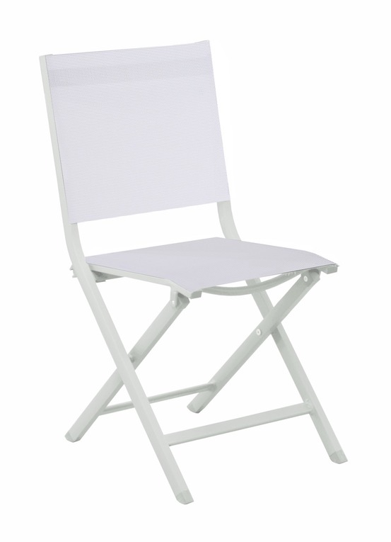 Chaise pliante - thema - aluminium époxy - toile tpep chiné blanc