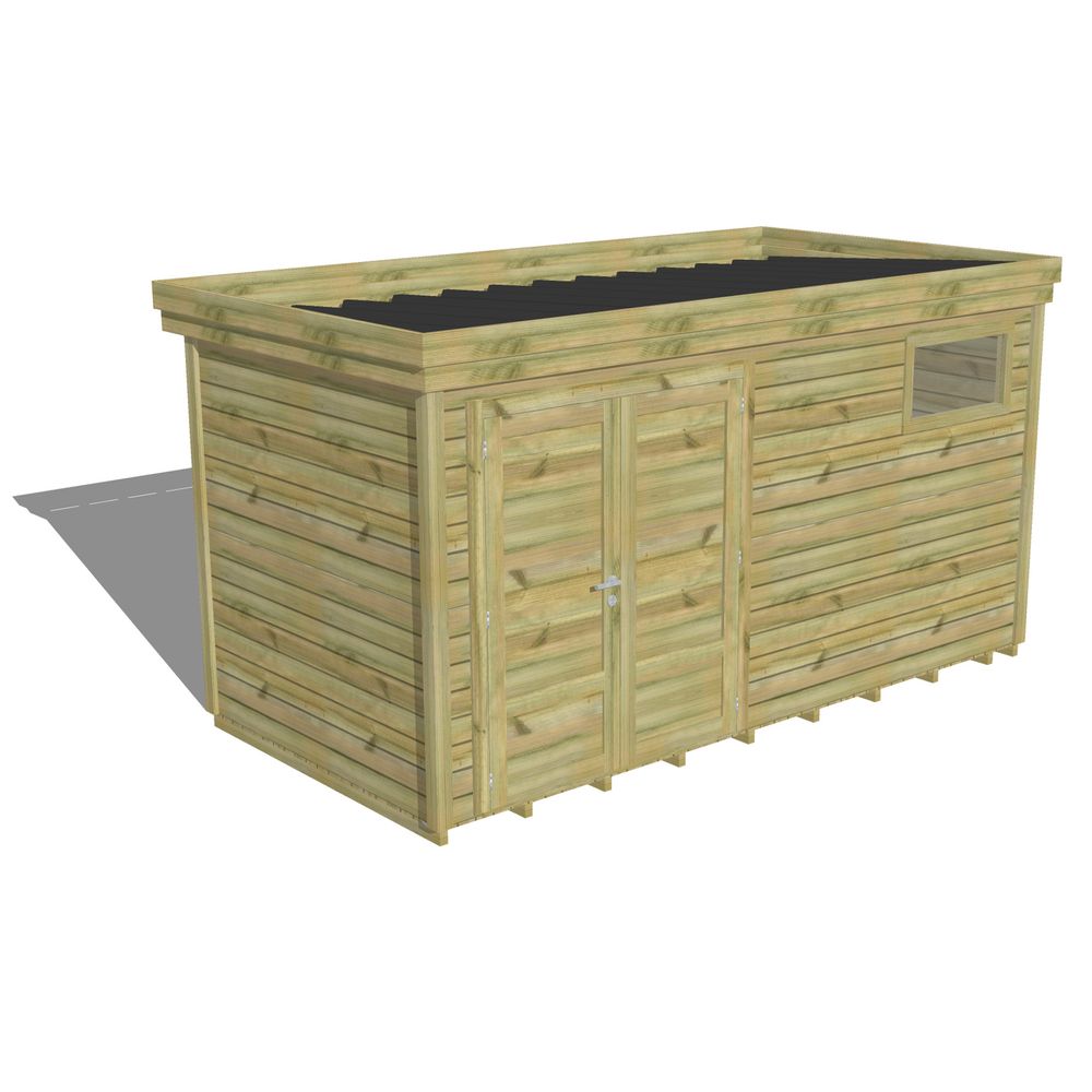 Abri de jardin bois pin traité autoclave 27mm - 4,34x2,14m / 9m2 - bac acier - plancher bois