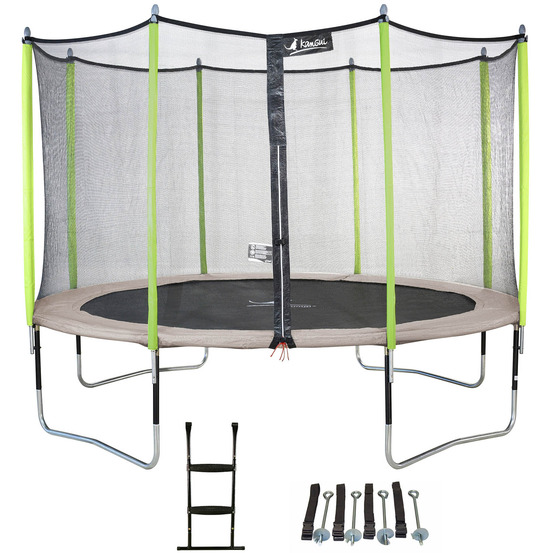 Trampoline de jardin 426 cm + filet de sécurité + échelle + kit d'ancrage jumpi