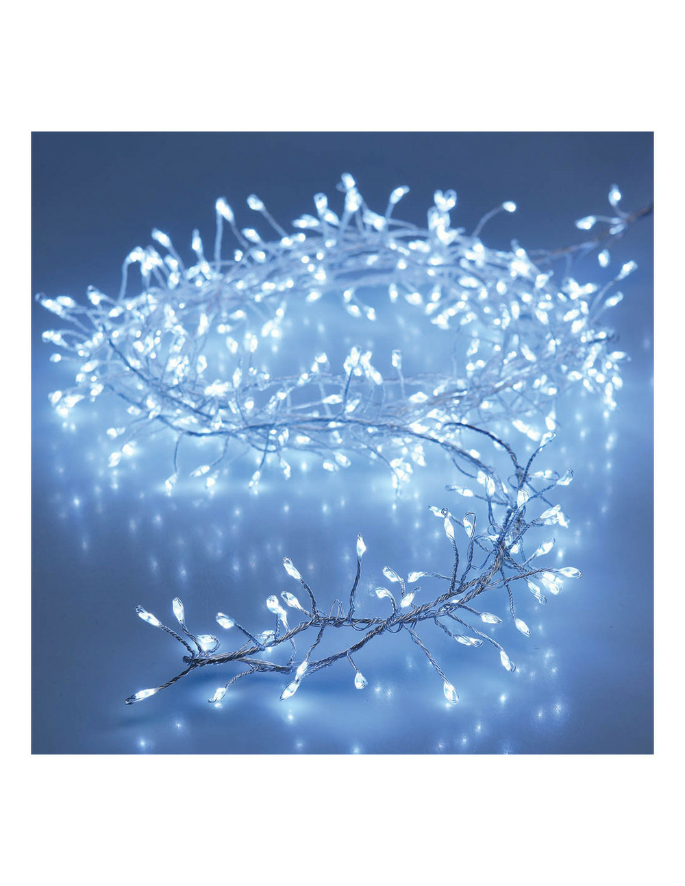 Guirlande lumineuse grappe câble argenté 100 lumière froide 1,5m