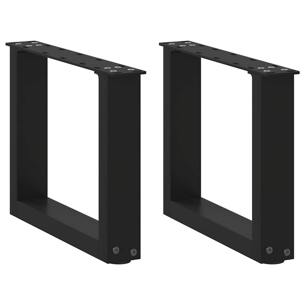 Pieds de table basse en u 2 pièces noir 30 x (30-31) cm acier