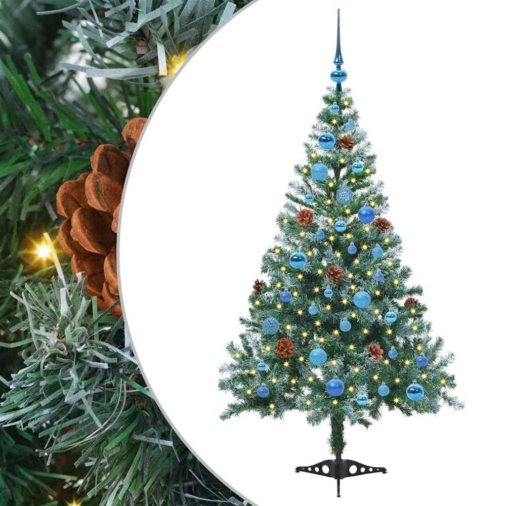 Sapin de noël artificiel avec 150 led vert 150 cm pvc et acier