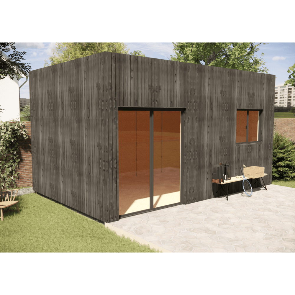 Studio de jardin bien isolé en bois 5,5 x 3,5 x 3,2 m / isolation re2020