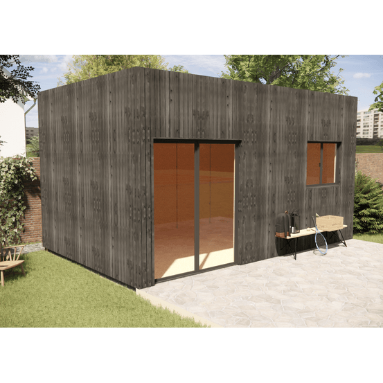 Studio de jardin bien isolé en bois 5,5 x 3,5 x 3,2 m / isolation re2020