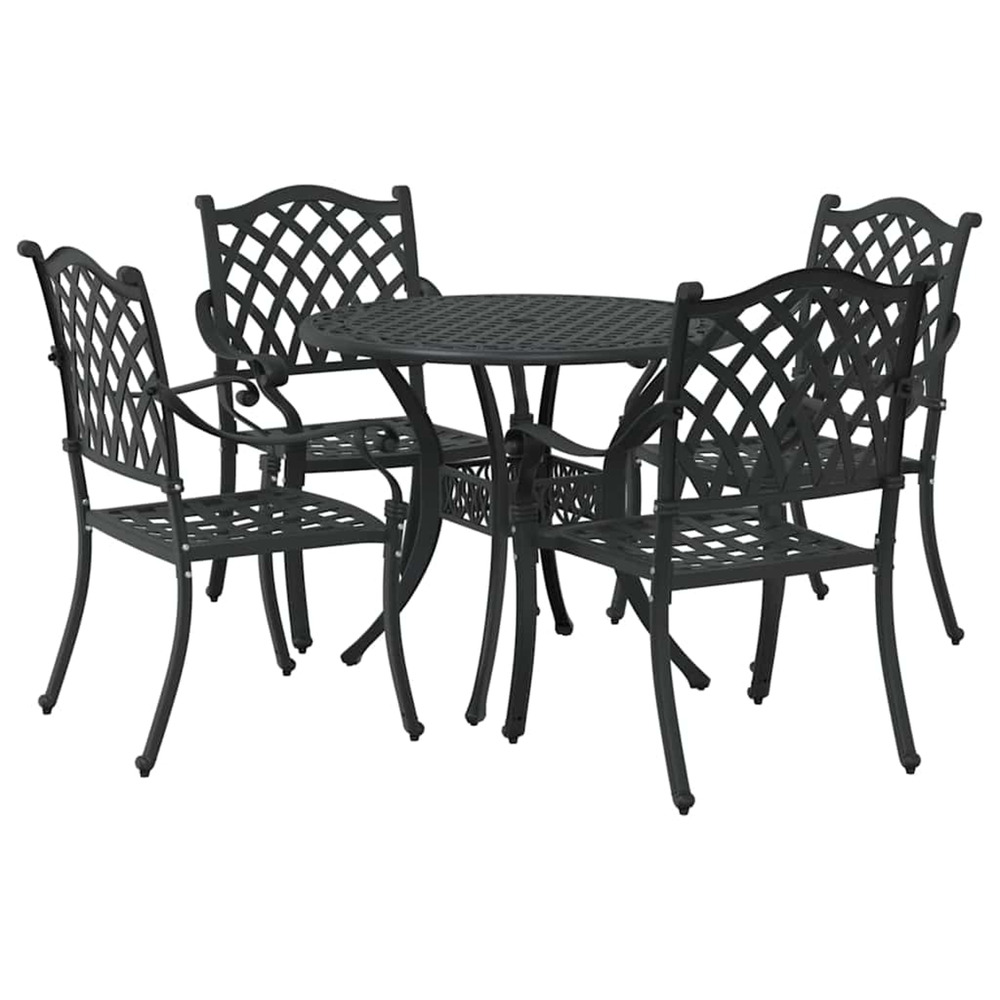Ensemble de salle à manger pour jardin 5 pcs noir aluminium