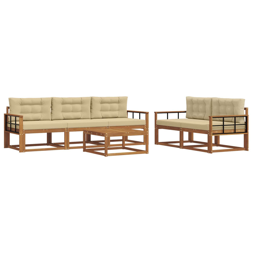 Ensemble de canapés d'extérieur 6 pcs naturel et beige