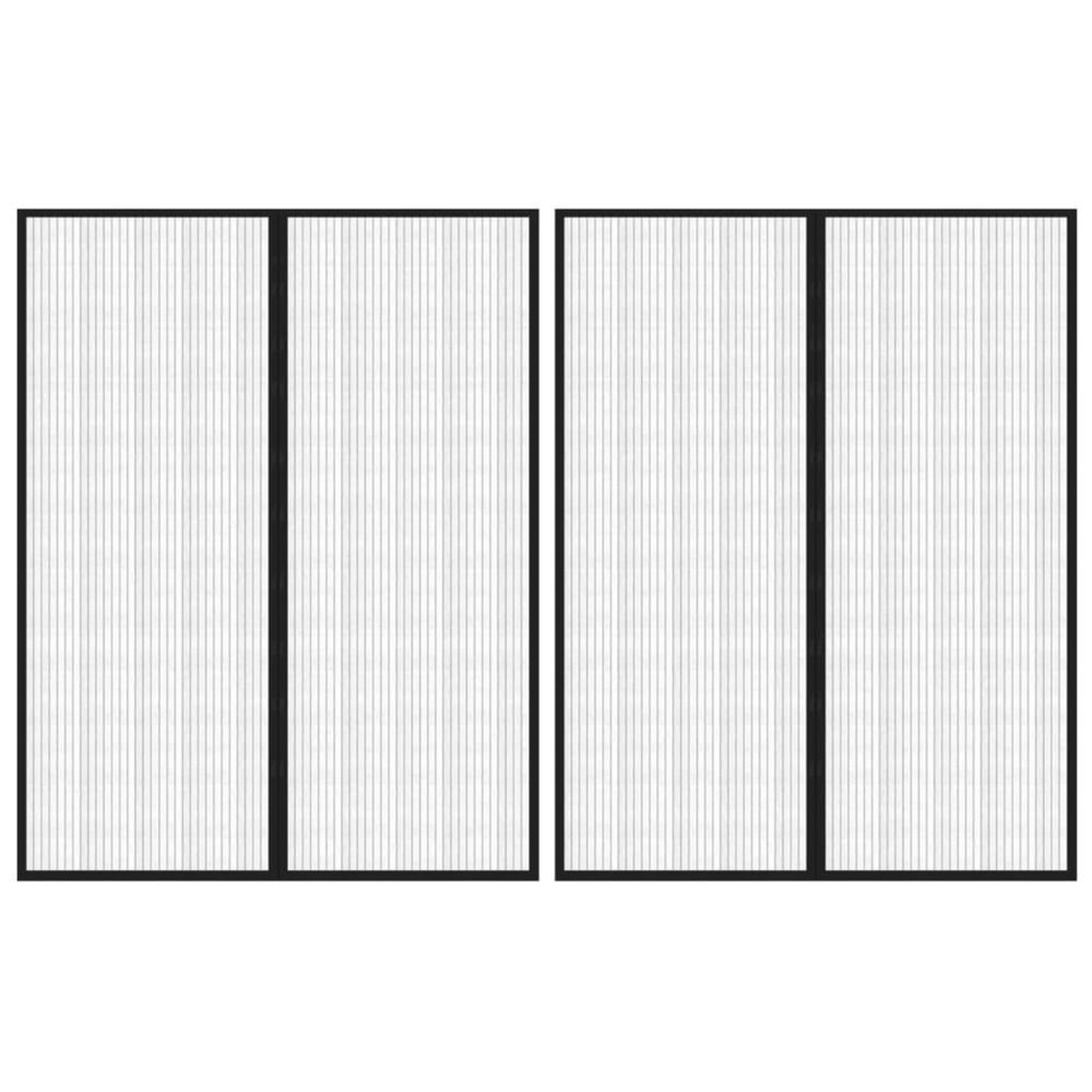 Rideaux de porte anti-insectes 2 pcs et aimants noir 230x160 cm