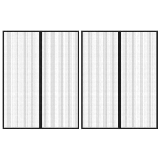 Rideaux de porte anti-insectes 2 pcs et aimants noir 230x160 cm
