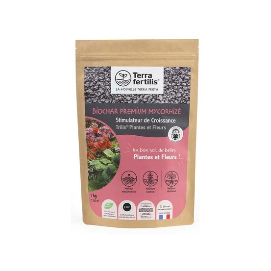 Amendement biochar + mycorhizes pour fleurs et massifs - sachets 250 g à 1 kg -
