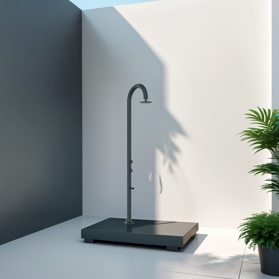 Douche alu grise double raccord lavepieds et mitigeur integre