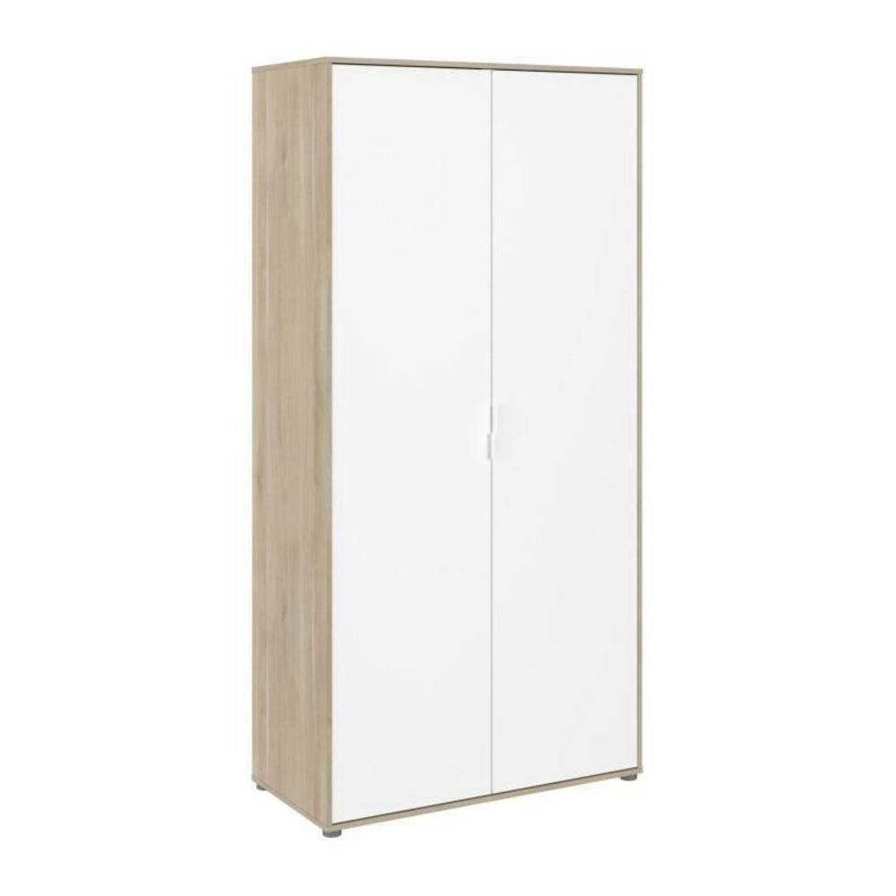 Armoire de chambre - aalborg - blanc / chene - 2 portes - 100 x 50,2 x 204,3 cm