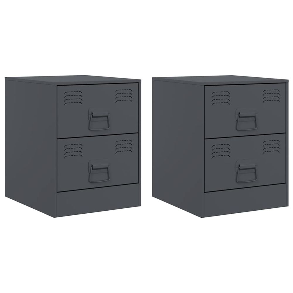 Tables de chevet 2 pcs anthracite 34,5x39x44 cm acier