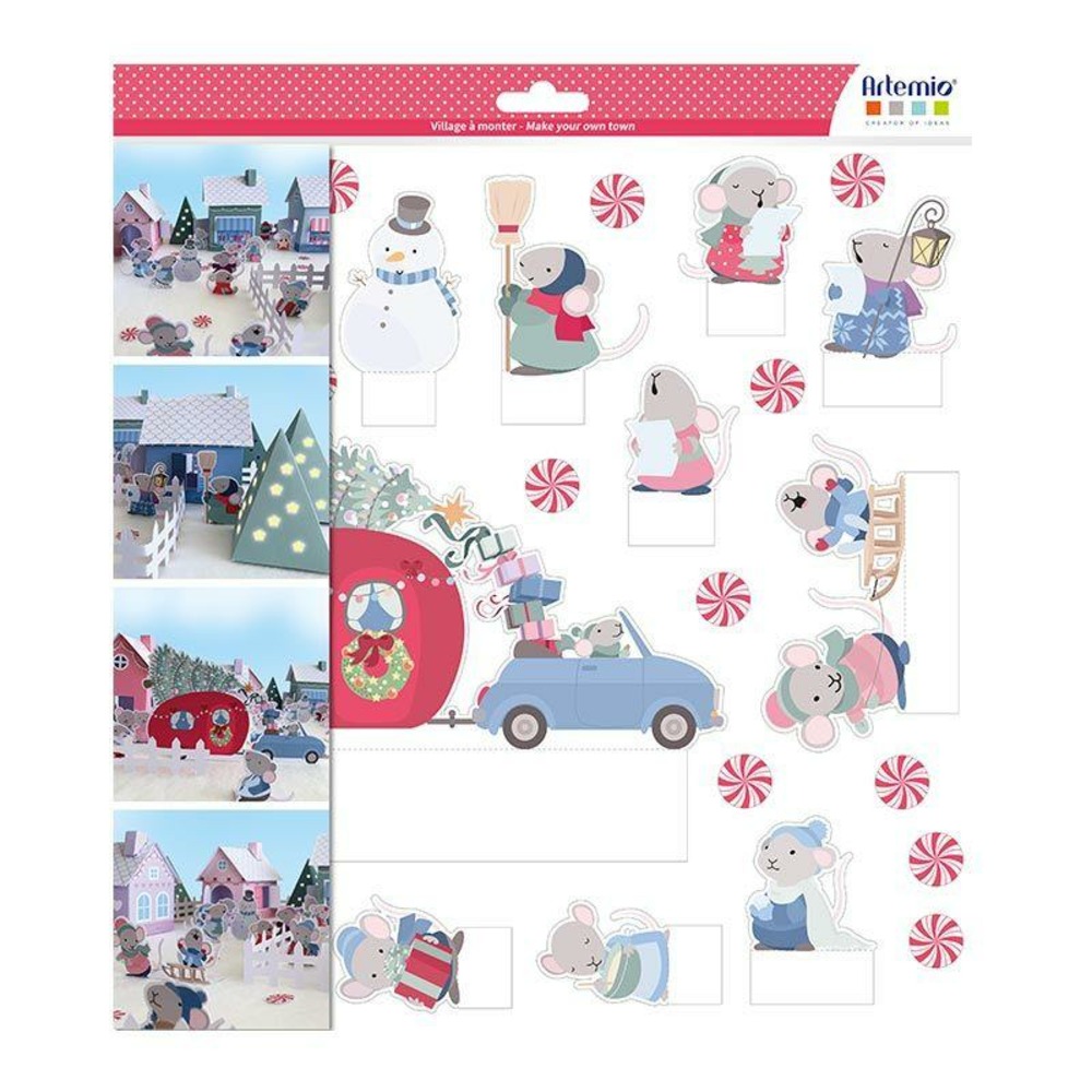 14 feuilles patrons village souris 3d