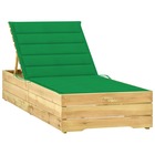 Transat chaise longue bain de soleil lit de jardin terrasse meuble d'extérieur avec coussin vert bois de pin imprégné 02_0012