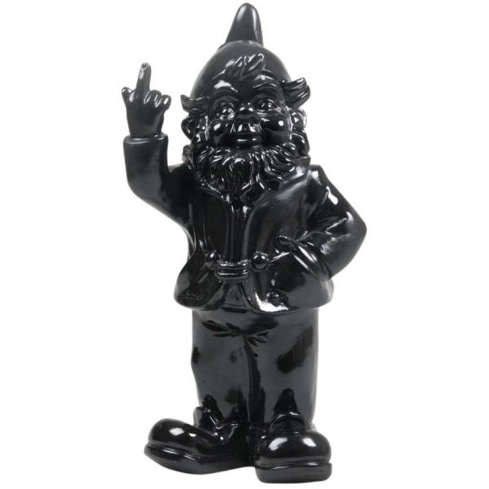 Nain de jardin en résine f*ck 16 x 12 x 32 cm noir