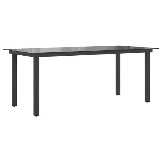 Table de jardin noir 190x90x74 cm aluminium et verre