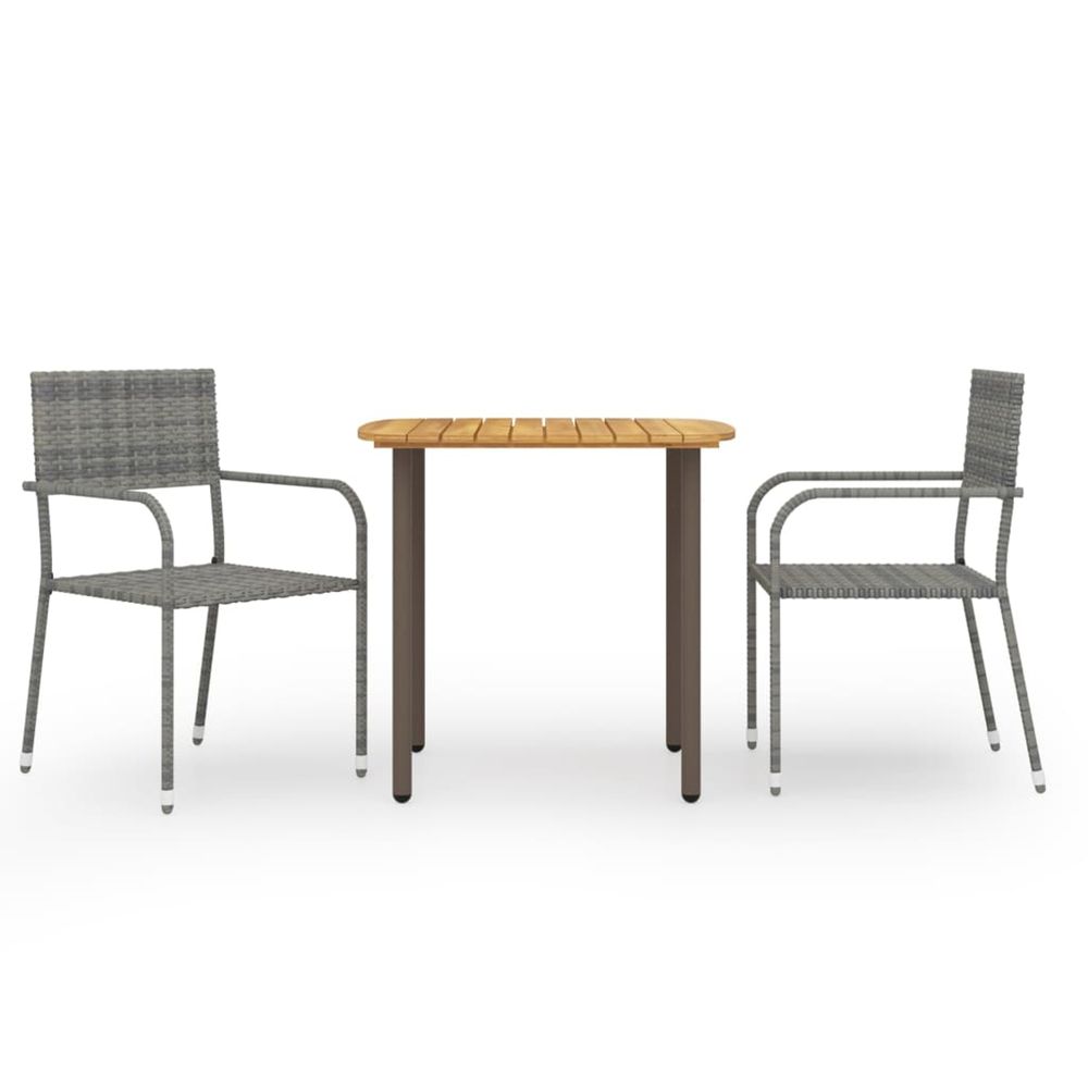 Ensemble à manger de jardin 3 pcs résine tressée gris