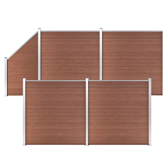 Ensemble de clôture wpc 4 carré + 1 incliné 792 x 186 cm marron