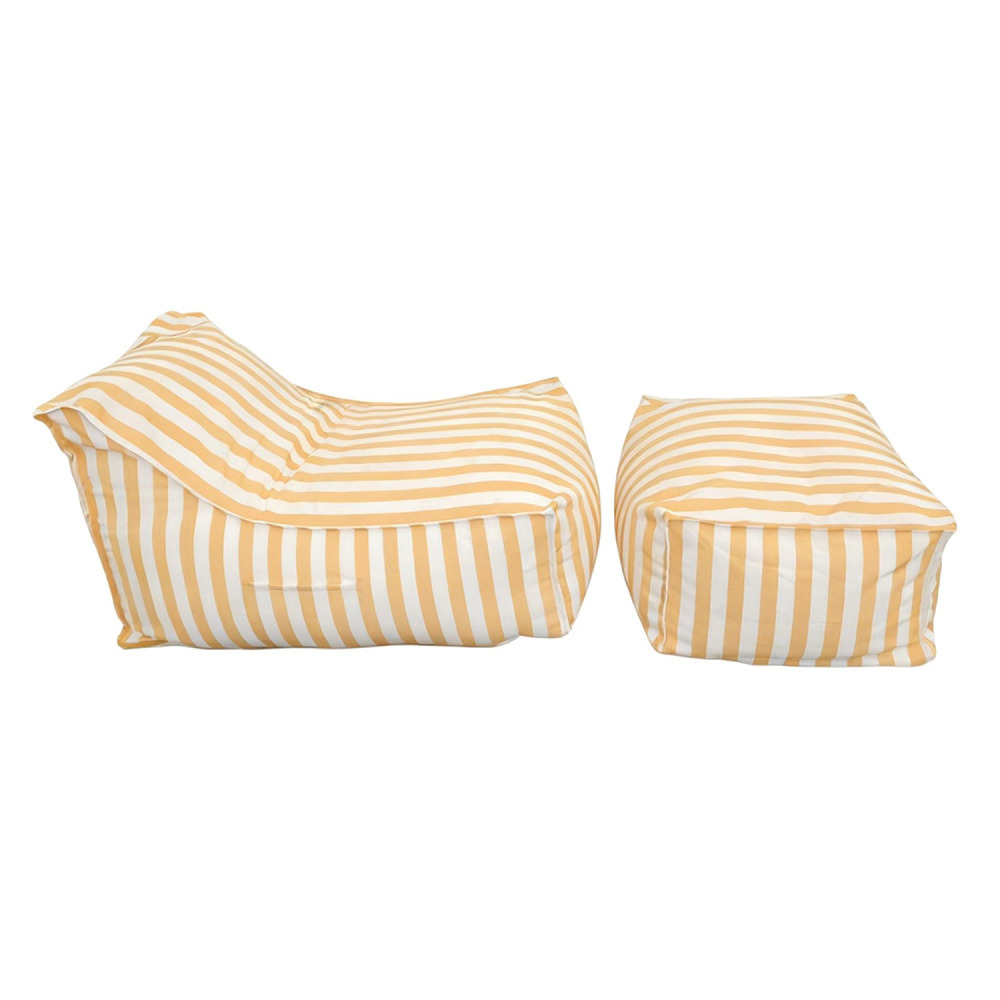 Ensemble de poufs exterieur rayés jaune déperlant positano