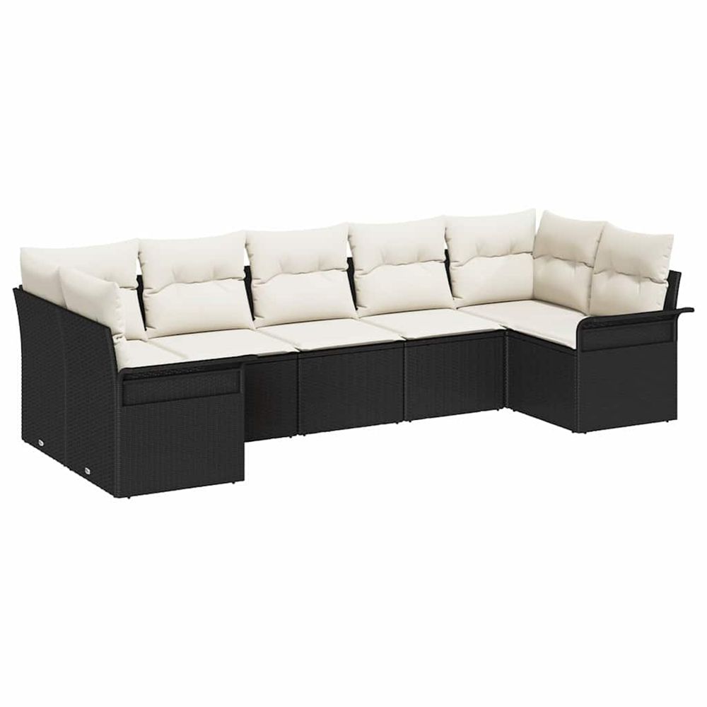 Ensemble de canapé de jardin 7 pc noir poly rotin