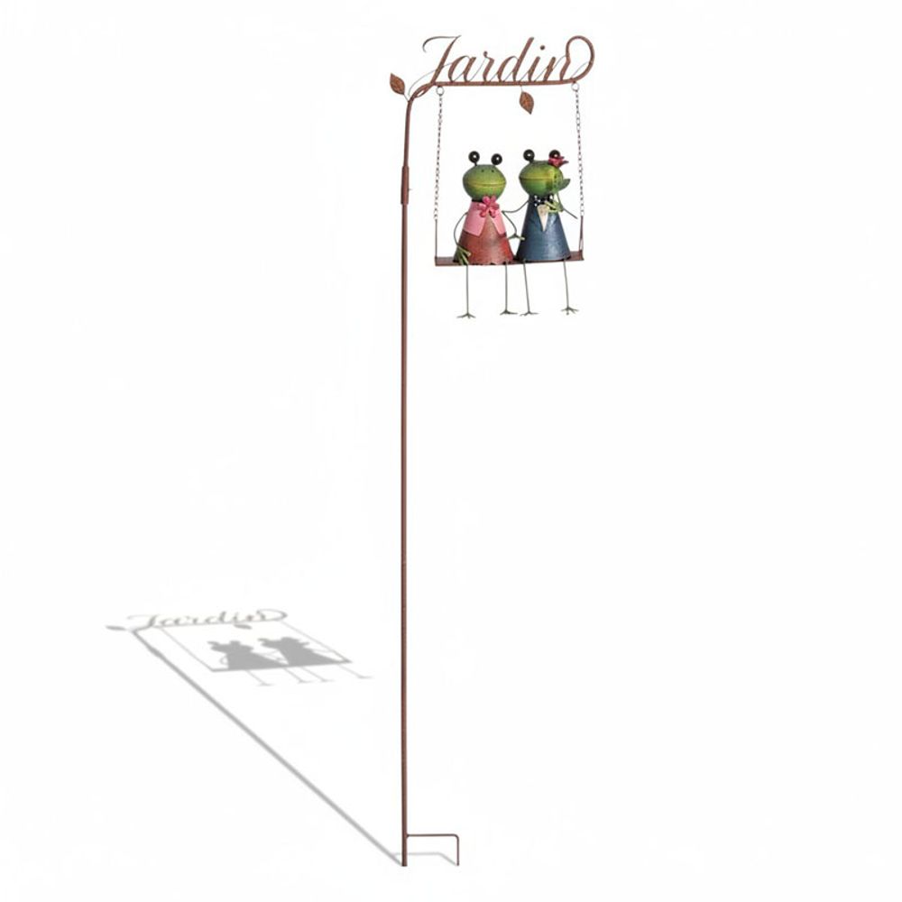 Tuteur couple de grenouilles jardin 29x14x146cm